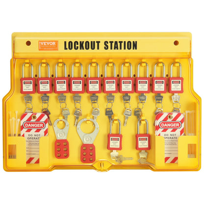 Electrical Lockout Tagout Kit, 60 PCS Safety Lockout Tagout Station Includes Padlocks, Hasps, Tags, Nylon Ties, Expansion Kit, and Lockout Station Board, for Industrial, Electric Power