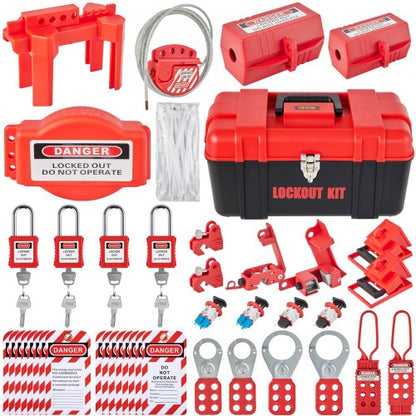 42 PCS Lockout Tagout Kits, Electrical Safety Loto Kit Includes Padlocks, 5 Kinds of Lockouts, Hasps, Tags & Ties, Box, Lockout Safety Tools for Electrical Risk Removal in Industrial, Machinery