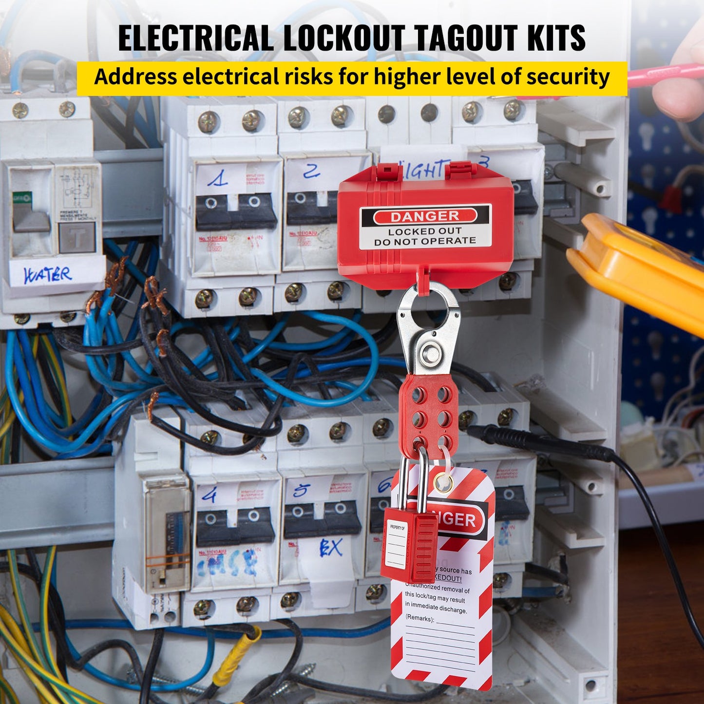 42 PCS Lockout Tagout Kits, Electrical Safety Loto Kit Includes Padlocks, 5 Kinds of Lockouts, Hasps, Tags & Ties, Box, Lockout Safety Tools for Electrical Risk Removal in Industrial, Machinery