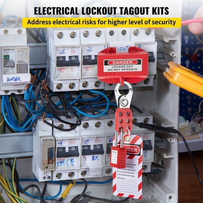 42 PCS Lockout Tagout Kits, Electrical Safety Loto Kit Includes Padlocks, 5 Kinds of Lockouts, Hasps, Tags & Ties, Box, Lockout Safety Tools for Electrical Risk Removal in Industrial, Machinery