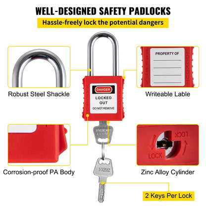 42 PCS Lockout Tagout Kits, Electrical Safety Loto Kit Includes Padlocks, 5 Kinds of Lockouts, Hasps, Tags & Ties, Box, Lockout Safety Tools for Electrical Risk Removal in Industrial, Machinery