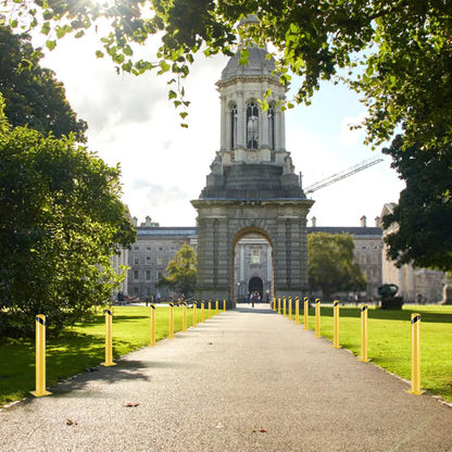 Säkerhetspollare Säkerhetsbarriär Pollare 4-1/2" ytterdiameter 36" höjd Gul pulverlackerad stålräcke med 4 lösa förankringsbultar för trafikkänsliga områden