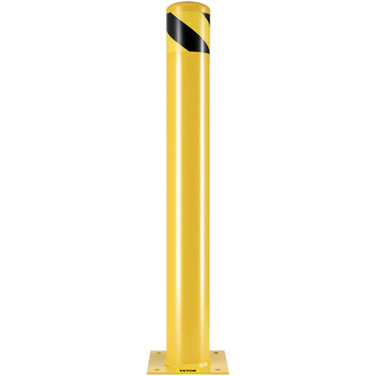 Safety Bollard, 36 Inch Height Bollard Post, 4.5 Inch Diameter Steel Pipe Safety Bollard Post, Yellow Steel Bollard, Steel Safety Bollard with 8 Anchor Bolts, Perfect for Traffic-Sensitive Area