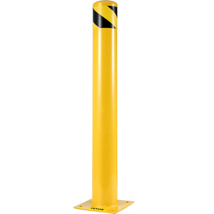 Safety Bollard, 42 Inch Height Bollard Post, 5.5 Inch Diameter Steel Pipe Safety Bollard Post, Yellow Steel Bollard, Steel Safety Bollard with 8 Anchor Bolts, Perfect for Traffic-Sensitive Area