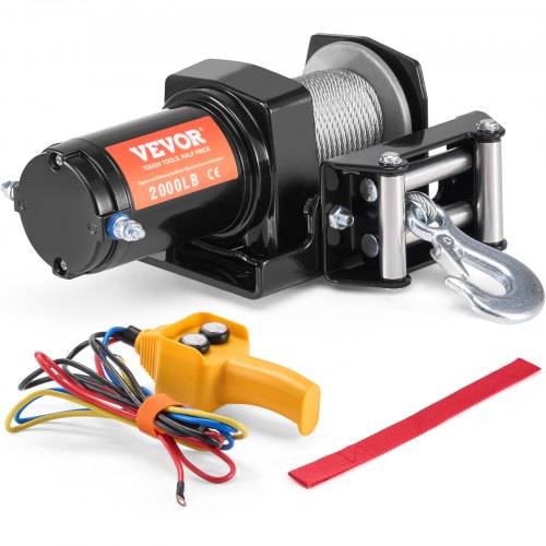 Electric Winch ATV UTV 907.2 kg Steel Cable IP 55 Waterproof Wired Control
