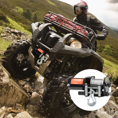 Electric Winch ATV UTV 907.2 kg Steel Cable IP 55 Waterproof Wired Control