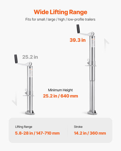 A Frame Trailer Jack Bolt on Trailer Tongue Jack 2000 lbs 14.2" Travel