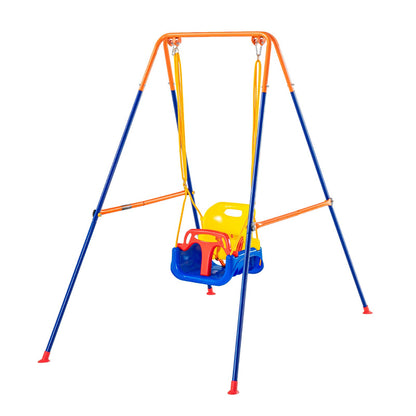 Swing Sets for Backyard, 3-in-1 Toddler Swing Set with 4 Sandbags, Foldable Metal Stand, Easy to Assemble, Swingset Indoor/Outdoor for Kids 3-6 Years, Youth 6-10 Years and Teenagers 10+