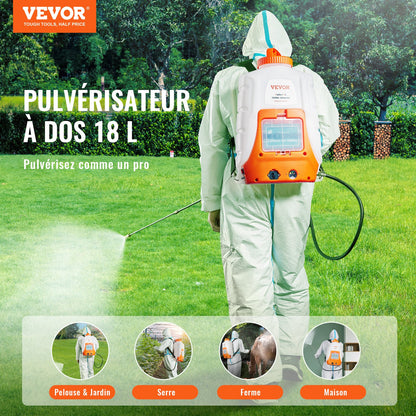 Batteridriven ryggspruta 15,1 l tank 0–90 psi justerbart tryck