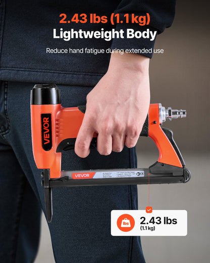Pneumatic Staple Gun, 20 Gauge Long-Nose Upholstery Stapler for 50 Series Fine Wire Staples 12.8mm Crown 6mm-16mm Length, Max 110PCS Loading Air Staple Gun for Upholstering, Woodworking, DIY