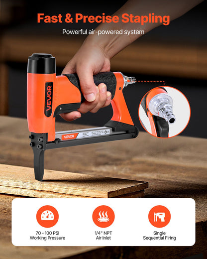 Pneumatisk häftpistol, 22 gauge långspetsad häftpistol för möbelbeklädnad i 71-serien, fintrådshäftklamrar, 9,5 mm krona, 6 mm-16 mm längd, max 180 st. lufthäftpistol för möbelbeklädnad, träbearbetning, gör-det-själv