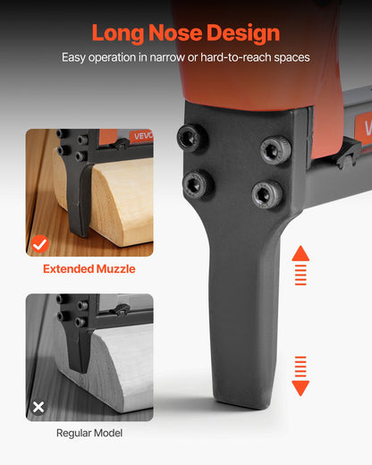 Pneumatisk häftpistol, 22 gauge långspetsad häftpistol för möbelbeklädnad i 71-serien, fintrådshäftklamrar, 9,5 mm krona, 6 mm-16 mm längd, max 180 st. lufthäftpistol för möbelbeklädnad, träbearbetning, gör-det-själv