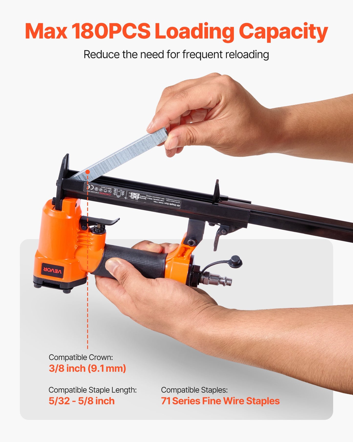 Pneumatisk häftpistol, 22 gauge pneumatisk häftpistol för möbelbearbetning, för fintrådshäftklamrar i 71-serien, 9,1 mm krona, 4 mm–16 mm längd, 70–110 PSI lufthäftpistol för träbearbetning, möbelbearbetning, gör-det-själv-projekt