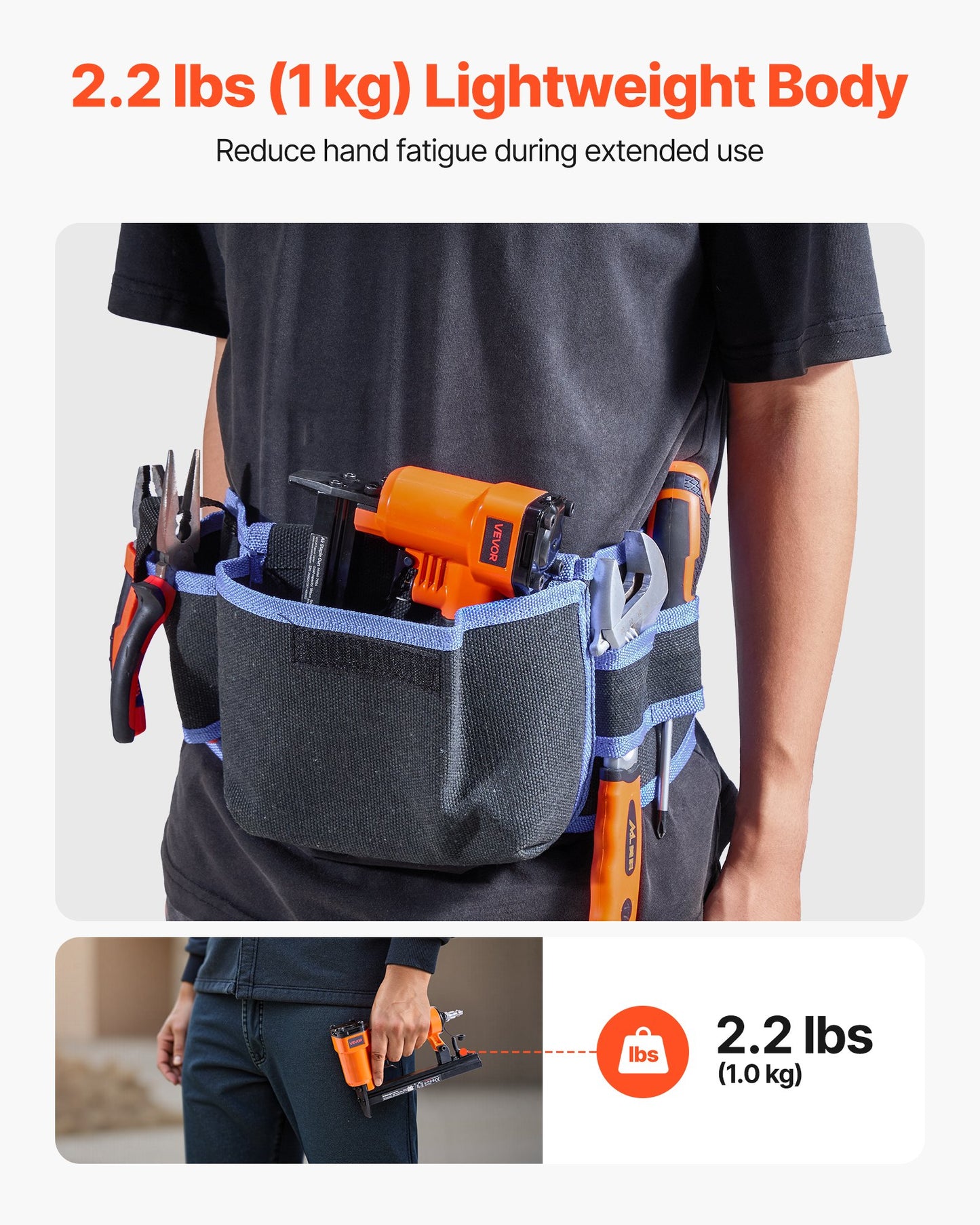 Pneumatisk häftpistol, 22 gauge pneumatisk häftpistol för möbelbearbetning, för fintrådshäftklamrar i 71-serien, 9,1 mm krona, 4 mm–16 mm längd, 70–110 PSI lufthäftpistol för träbearbetning, möbelbearbetning, gör-det-själv-projekt