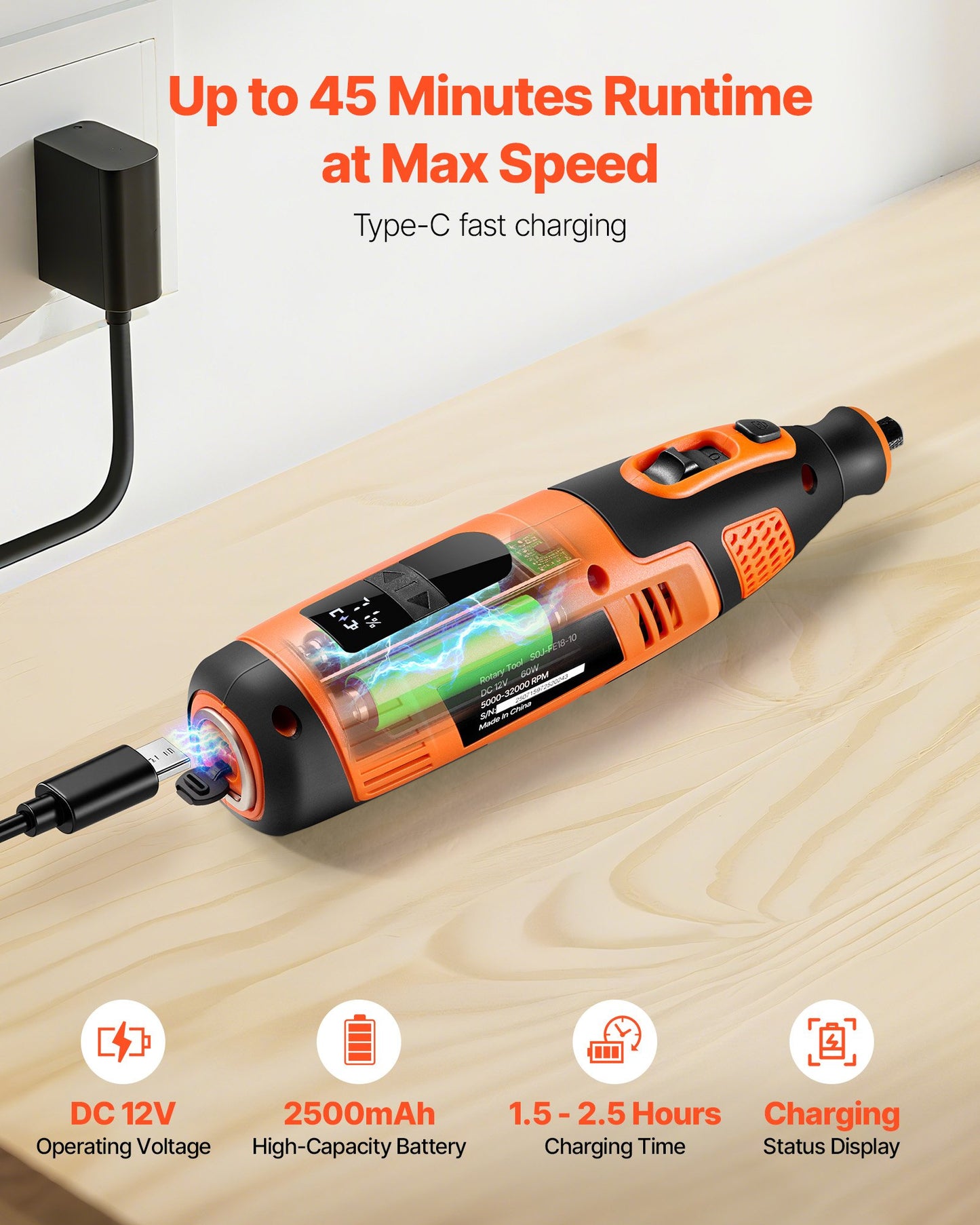 119-Piece Cordless Rotary Tool Kit, DC12V Portable Mini Power Rotary Tool, 28-Level Speed 5000-32000 RPM Multi-Purpose DIY Tools for Engraving, Sanding, Polishing, Carving, Cutting, DIY Crafts