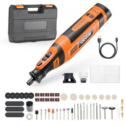 136-Piece Cordless Rotary Tool Kit, DC8V Portable Mini Power Rotary Tool, 5 Speeds 5000-30000RPM Multi-Purpose DIY Tools for Engraving, Sanding, Polishing, Carving, Grinding, Cutting, DIY Craft