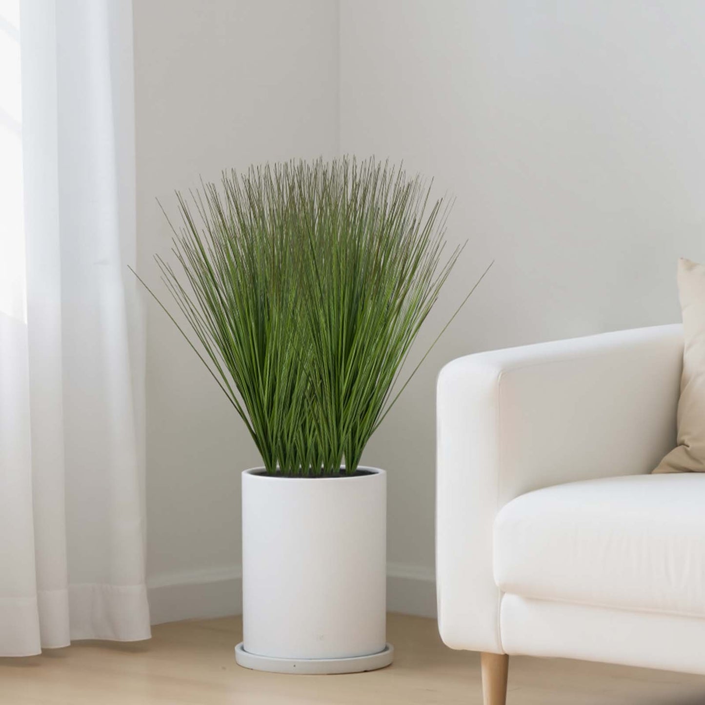 Artificial Grass Plant, 686mm Faux Onion Grass Fake Greenery Shrubs Plant, Premium PVC for Indoor Outdoor House Home Garden Office Room Décor, Housewarming, 8 Pack Green