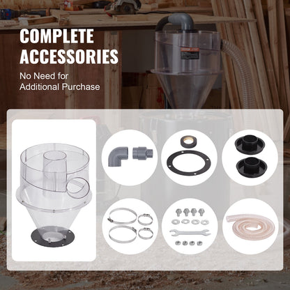 Cyclone Dust Separator, 4" Retrofit Cyclone Separator for Dust Collectors, ABS Dust Deputy With 2" Hole O.D. Connector & Hose for Wet/Dry Shop Vacuums, Fits 18.9-37.85L Tank (Tank Exclude)