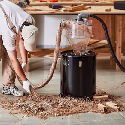 Cyclone Dust Separator, 4" Retrofit Cyclone Separator for Dust Collectors, ABS Dust Deputy With 2" Hole O.D. Connector & Hose for Wet/Dry Shop Vacuums, Fits 18.9-37.85L Tank (Tank Exclude)