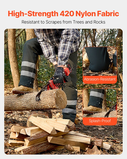 Chainsaw Chaps Wrap, Class A, 8 Layers Chainsaw Pants with Adjustable Belt & Gear Pocket, Chain Saw Chaps for Men/Women, Chainsaw Safety Equipment for Loggers Forest Workers X-Large Black