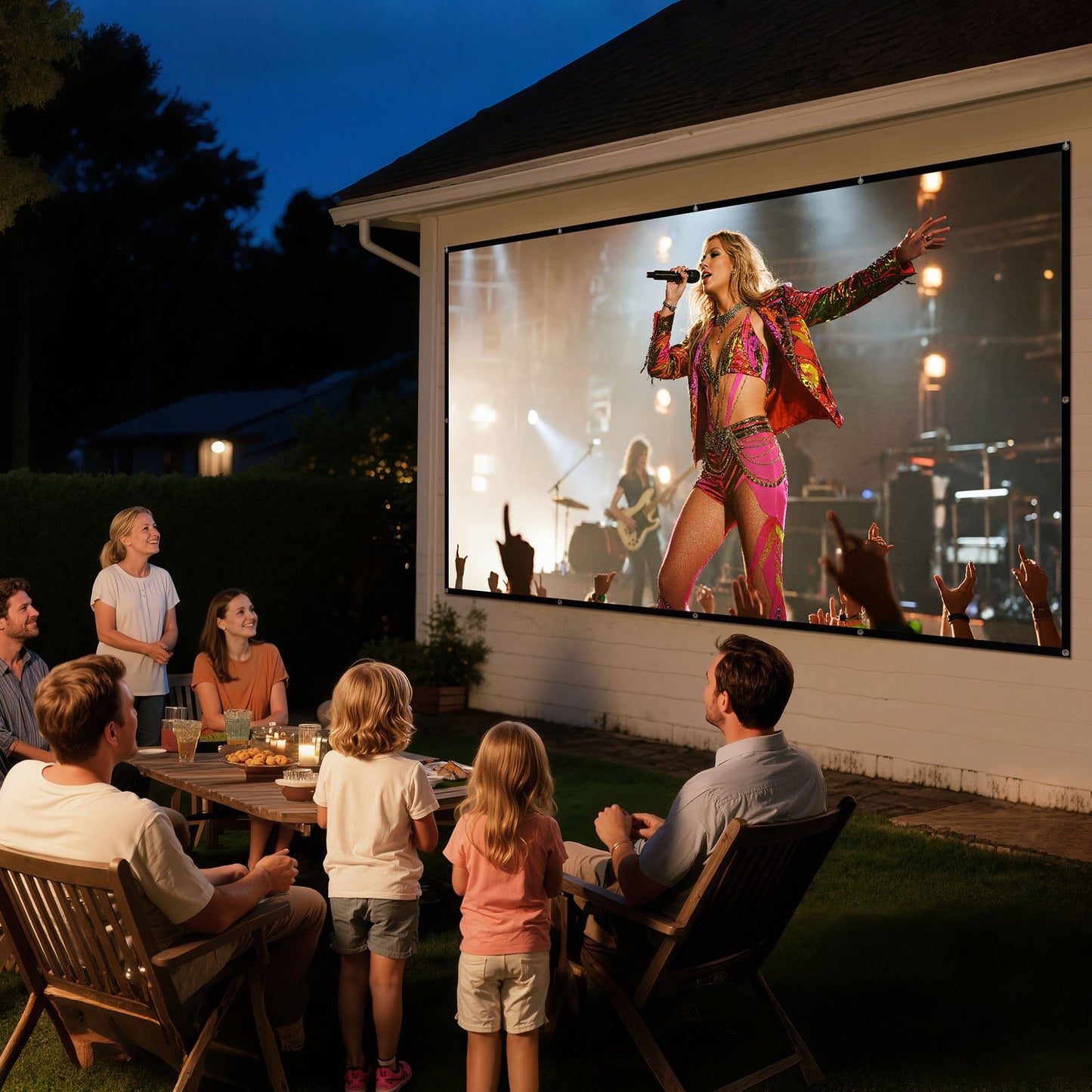 Projector Screen, 3810 mm 16:9 4K 1080 HD Projection Screen, Wall Mounted Projection Dispaly Projector with 12 Hooks and Double-Sided Tapes, Portable Moive Canvas for Family Home Office Theater