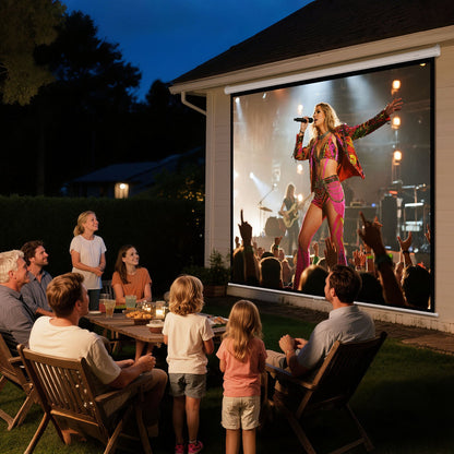 Manual Projector Screen, 3048 mm 1:1 4K 1080 HD Retractable Pull Down Projector Screen, Wall Mounted Movie Projection with Pull Rope, Portable Display Projectoin for Family Home Office Theater