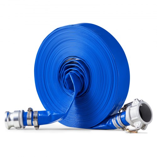 Backwash Hose, 38 mm(1.5 in) x 30.5 m(100 ft), Blue High Quality PVC Hose, with Clamps, Camlock, Aluminum Fittings, Fit Various Pumps, for Sewage Treatment, Water Transportation and More Agricultural Purposes