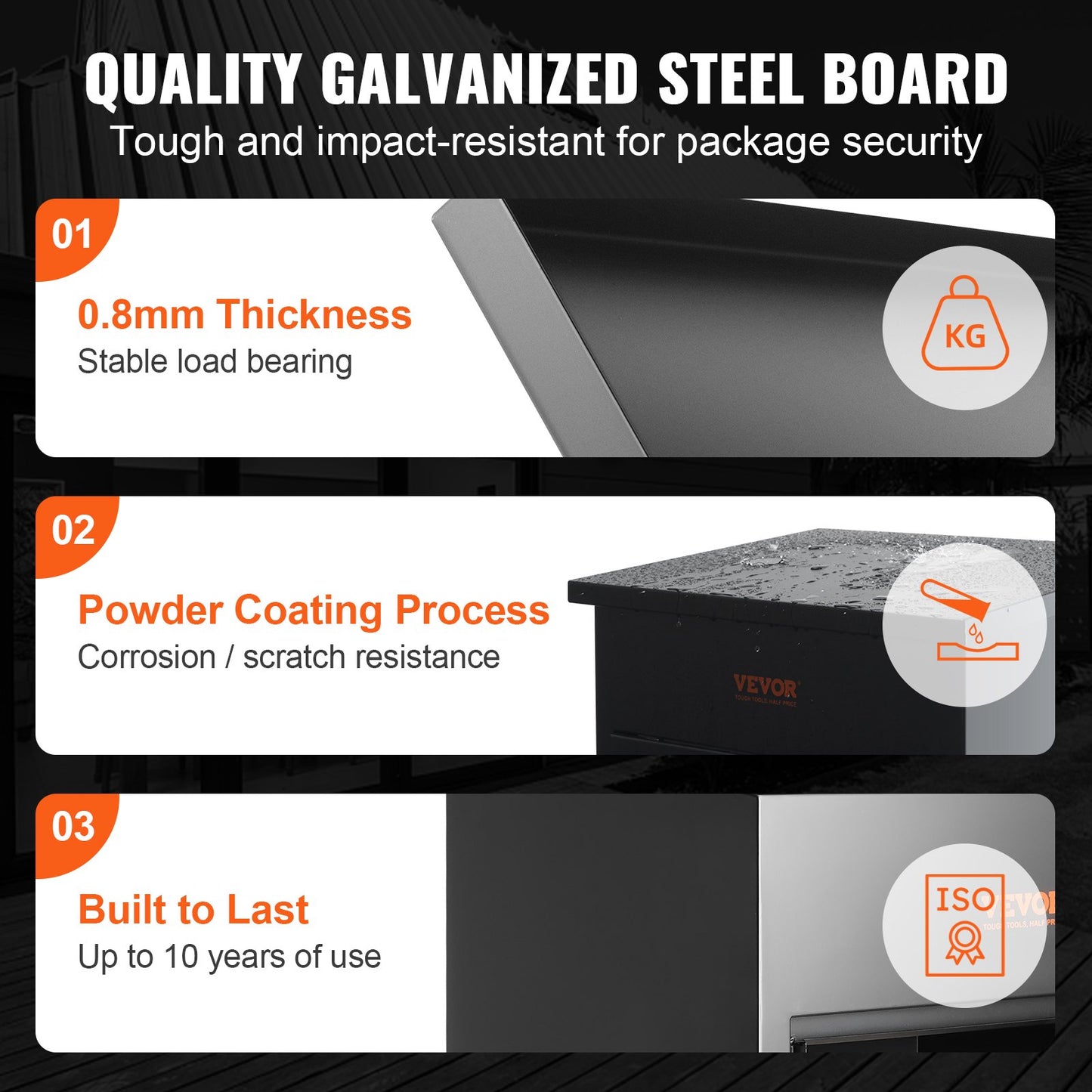 Mailboxes for Outside 17.3"x13.8"x22.8", Galvanized Steel Package Delivery Boxes for Outside with Coded Lock, Anti-Theft Baffle, IPX3 Waterproof Delivery Box for Packages for Porch, Curbside