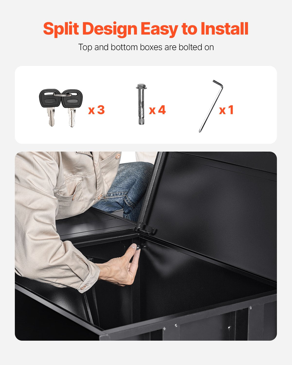 Package Delivery Boxes for Outside, 38.6 in Mailbox for Parcel with Lock, Galvanized Steel Package Drop Box with Anti-Theft Design, Weather-Resistant Package Mailbox for Home and Office, Black