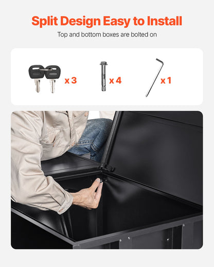 Package Delivery Boxes for Outside, 38.6 in Mailbox for Parcel with Lock, Galvanized Steel Package Drop Box with Anti-Theft Design, Weather-Resistant Package Mailbox for Home and Office, Black