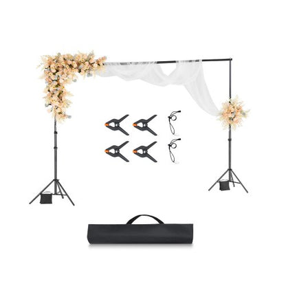 Backdrop Stand, 10 x 10 ft Adjustable Photo Backdrop Stand Kit, Portable Background Backdrop Stand with 4 Crossbars, Heavy Duty Projector Screen Stand, for Wedding, Photo Video Studio & Party