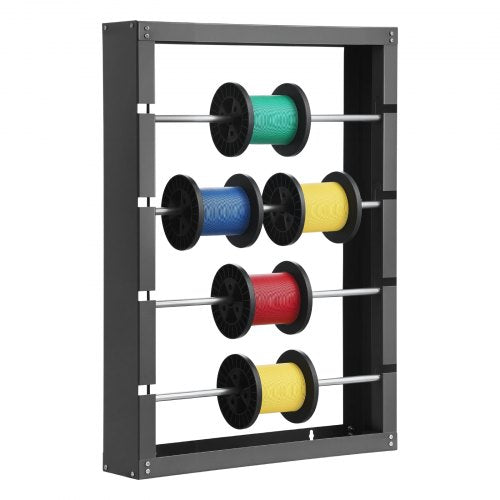 Wire Spool Rack, 4 Adjustable Rods, Cold-Rolled Steel Wire Spool Holder Wall Mounted for Multi-Spools, Wiring Storage, 68kg / 150 lbs Capacity Cable Dispenser, for Electrical Industrial Retail Use