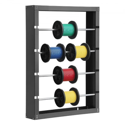 Wire Spool Rack, 4 Adjustable Rods, Cold-Rolled Steel Wire Spool Holder Wall Mounted for Multi-Spools, Wiring Storage, 68kg / 150 lbs Capacity Cable Dispenser, for Electrical Industrial Retail Use