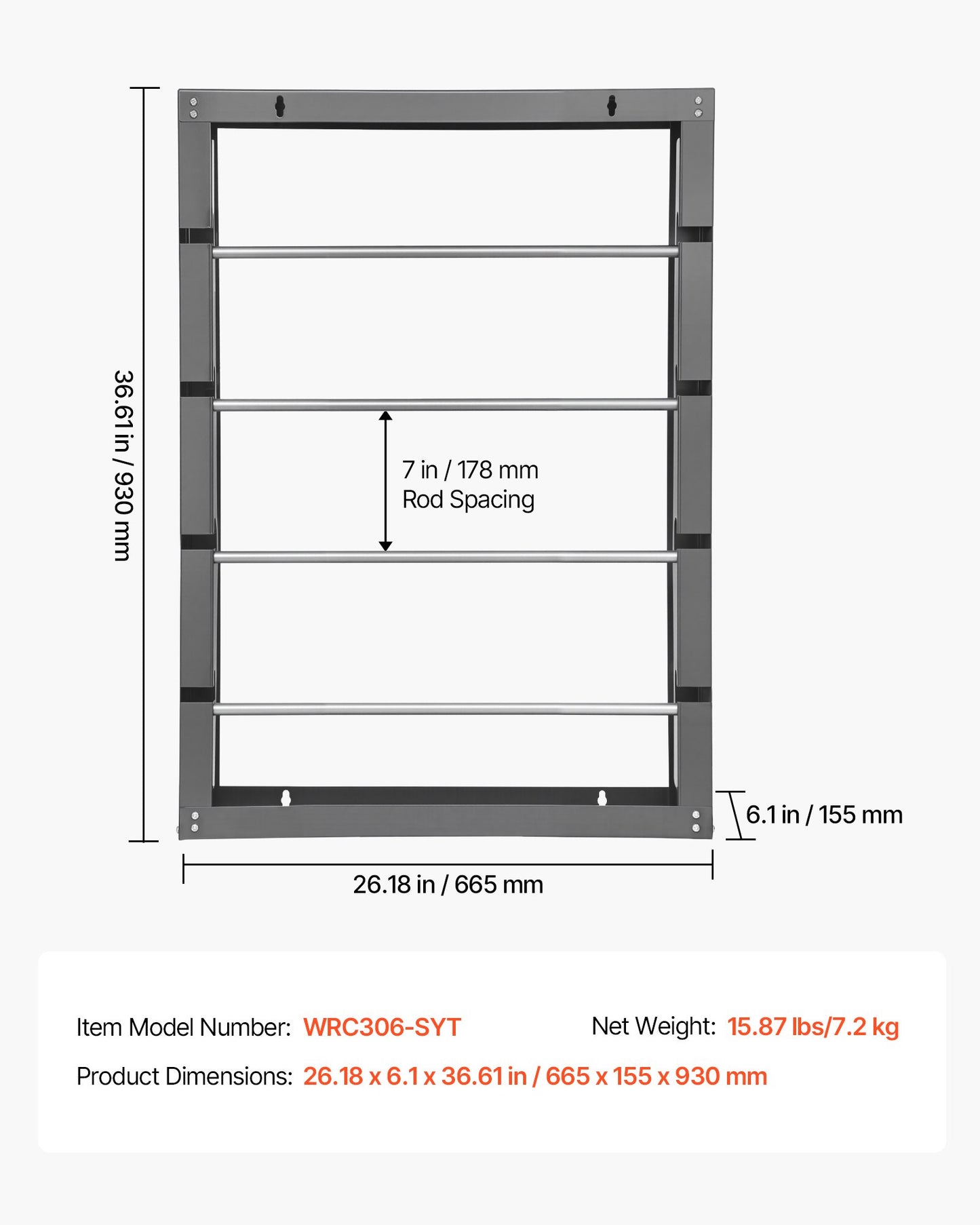 Wire Spool Rack, 4 Adjustable Rods, Cold-Rolled Steel Wire Spool Holder Wall Mounted for Multi-Spools, Wiring Storage, 68kg / 150 lbs Capacity Cable Dispenser, for Electrical Industrial Retail Use
