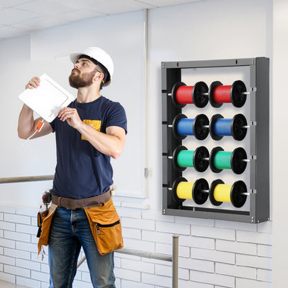 Wire Spool Rack, 4 Adjustable Rods, Cold-Rolled Steel Wire Spool Holder Wall Mounted for Multi-Spools, Wiring Storage, 68kg / 150 lbs Capacity Cable Dispenser, for Electrical Industrial Retail Use