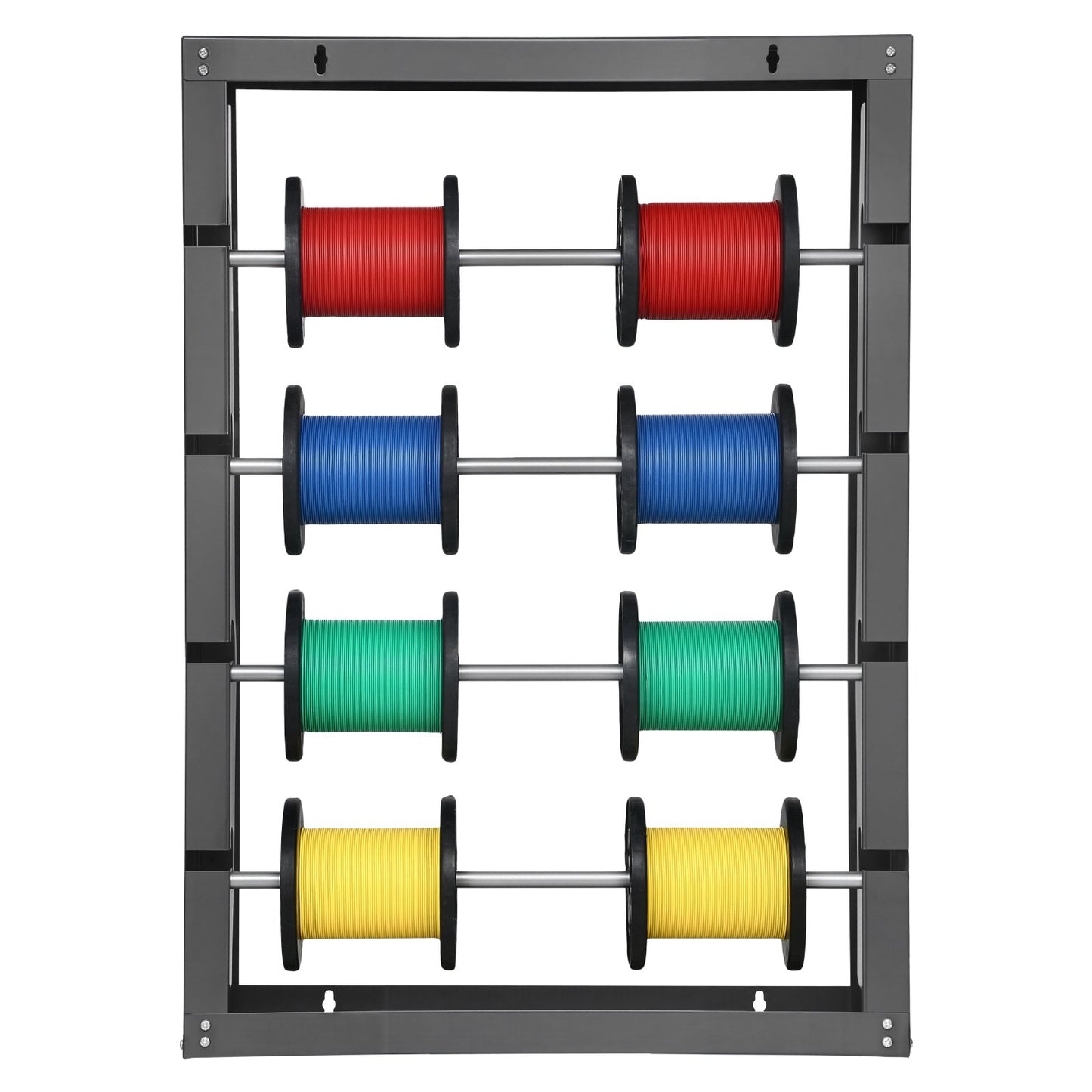 Wire Spool Rack, 4 Adjustable Rods, Cold-Rolled Steel Wire Spool Holder Wall Mounted for Multi-Spools, Wiring Storage, 68kg / 150 lbs Capacity Cable Dispenser, for Electrical Industrial Retail Use