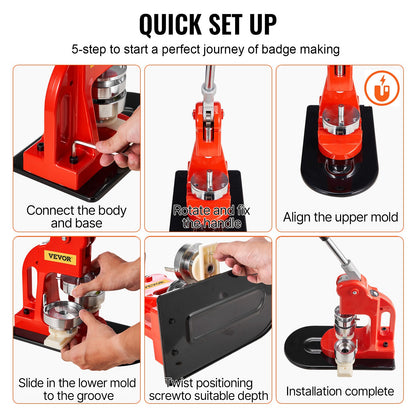 Knappmaskin, 58 mm (2,25 tum) stanspress för märkesmärken, gör-det-själv-presenter för barn, knapptillverkningstillbehör med 500 st knappdelar, cirkelskärare och magisk bok