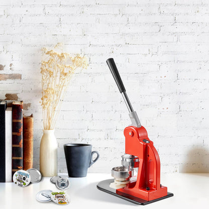 Knappmaskin, 58 mm (2,25 tum) stanspress för märkesmärken, gör-det-själv-presenter för barn, knapptillverkningstillbehör med 500 st knappdelar, cirkelskärare och magisk bok