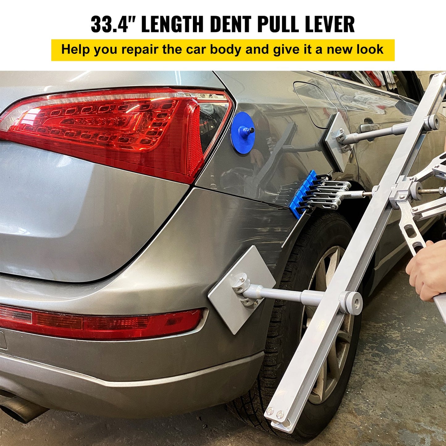 Car Dent Puller Kit, 85CM Dent Pull Lever 6 Claw Hook Accessories, Paintless Dent Removal Kit Dent Pull Lever Bar Kit for Auto Body Repair Door Dings and Hail Damage