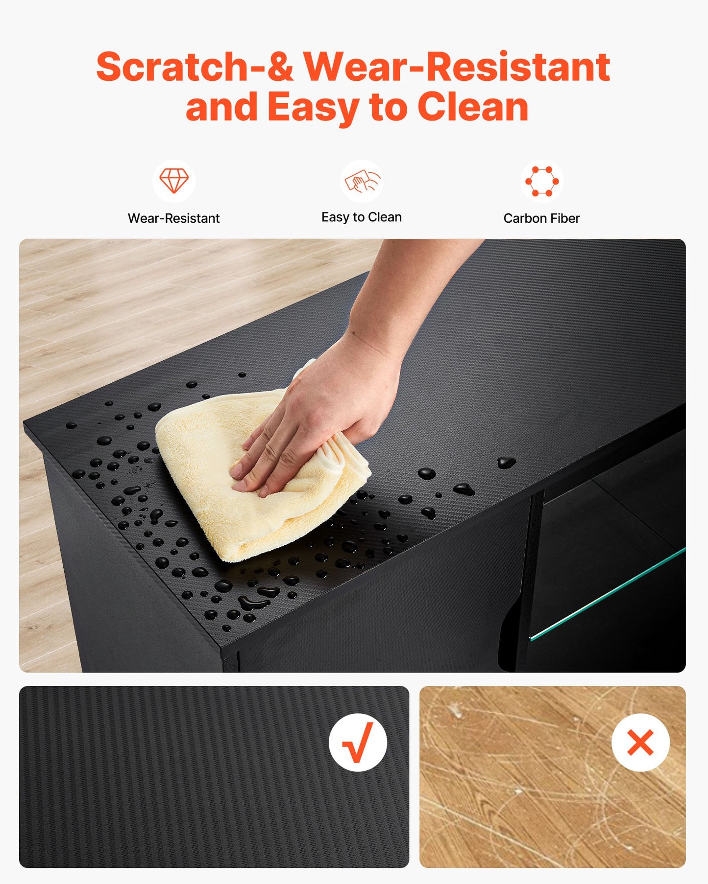 TV Stand for TVs up to 1651 mm, Modern Entertainment Center with Light Strip, Wooden TV Cabinet Storage with Glass Shelf and Adjustable Shelves, Console Table for Living Room and Bedroom, Black