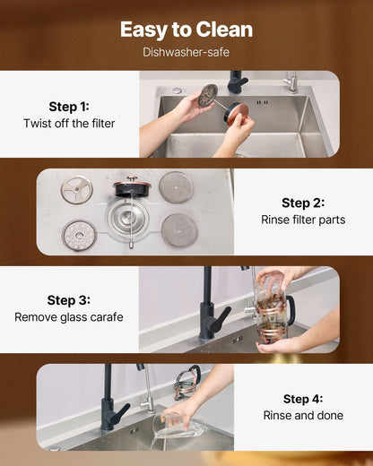 French Press Coffee Maker, 1 Liter Borosilicate Glass Coffee Press Tea Maker with Stainless Steel Filter, Large Glass French Presses Cold Brew for Camping Travel Home Kitchen, Copper