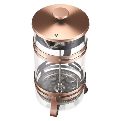 French Press Coffee Maker, 1 Liter Borosilicate Glass Coffee Press Tea Maker with Stainless Steel Filter, Large Glass French Presses Cold Brew for Camping Travel Home Kitchen, Copper