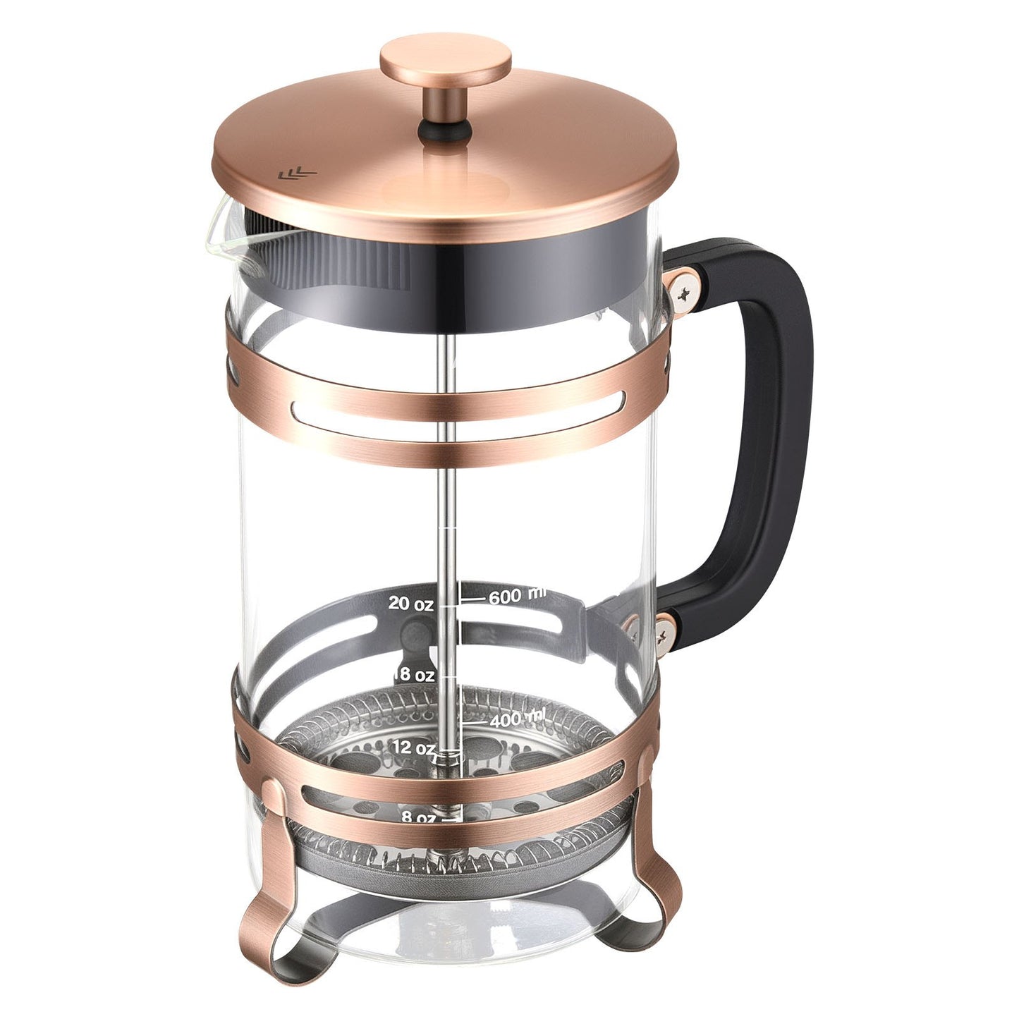 French Press Coffee Maker, 1 Liter Borosilicate Glass Coffee Press Tea Maker with Stainless Steel Filter, Large Glass French Presses Cold Brew for Camping Travel Home Kitchen, Copper