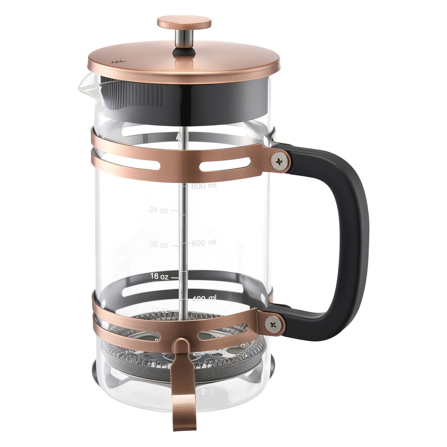French Press Coffee Maker, 1 Liter Borosilicate Glass Coffee Press Tea Maker with Stainless Steel Filter, Large Glass French Presses Cold Brew for Camping Travel Home Kitchen, Copper