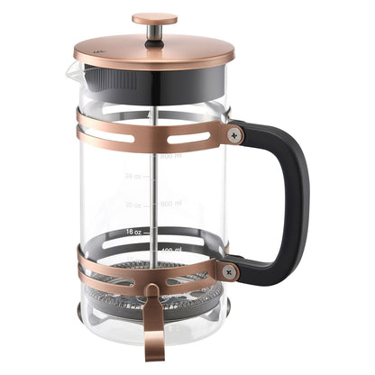 French Press Coffee Maker, 1 Liter Borosilicate Glass Coffee Press Tea Maker with Stainless Steel Filter, Large Glass French Presses Cold Brew for Camping Travel Home Kitchen, Copper