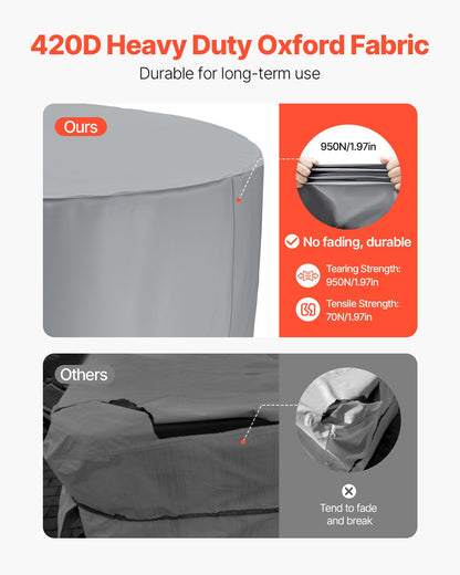 Outdoor Hot Tub Cover, 79 x 33 in / 2000 x 850 mm Weatherproof & Waterproof Hot Tub Cover Protector, 420D Heavy Duty Oxford Fabric and 950N Tearing Strength, Round Spa Covers for Hottub, Gray