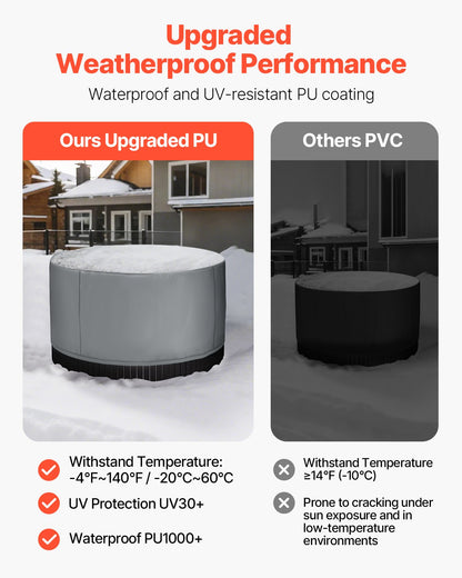 Outdoor Hot Tub Cover, 79 x 33 in / 2000 x 850 mm Weatherproof & Waterproof Hot Tub Cover Protector, 420D Heavy Duty Oxford Fabric and 950N Tearing Strength, Round Spa Covers for Hottub, Gray