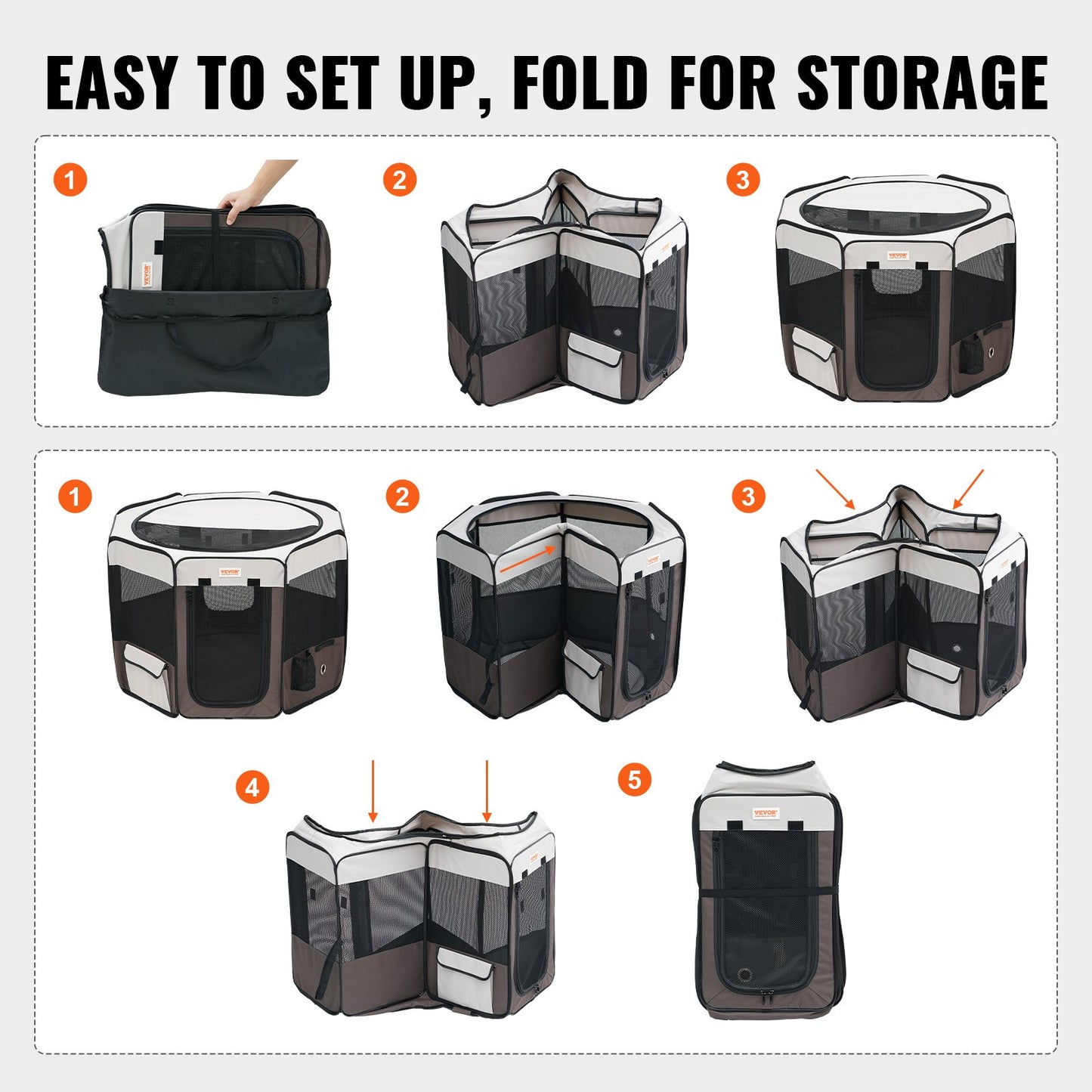 Hopfällbar lekhage för husdjur, 36 tums bärbar lekhage för hundar, bur för valpar, hundar, katter, premium vattentät 600D oxfordtyg, avtagbar dragkedja, för inomhusbruk utomhus, resor och camping (åttkantig, M)