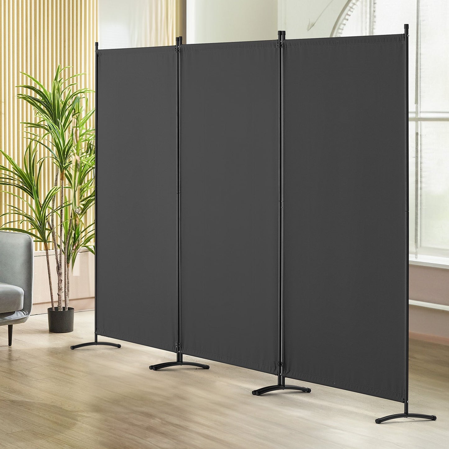 Room Divider, 3 Panel Room Dividers and Folding Privacy Screens, Fabric Partition Room Dividers for Office, Bedroom, Dining Room, Study, Freestanding, Gray