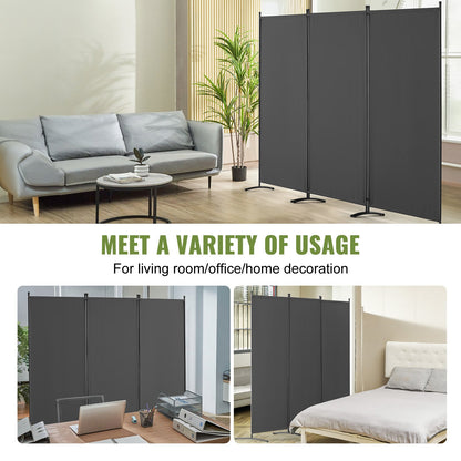 Room Divider, 3 Panel Room Dividers and Folding Privacy Screens, Fabric Partition Room Dividers for Office, Bedroom, Dining Room, Study, Freestanding, Gray